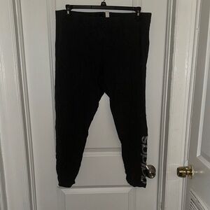 adidas Black Athletic Joggers with White Logo